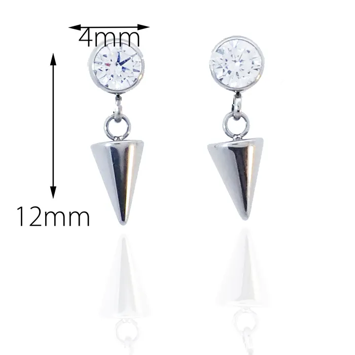 Titanium CZ and spike cone drop Earring Halobes Earrings Titanium CZ and spike cone drop Earring Halobes Earrings