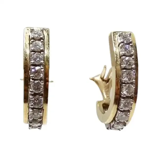 Vintage by Misty Earrings Diamond 14K Gold Hoop Earrings