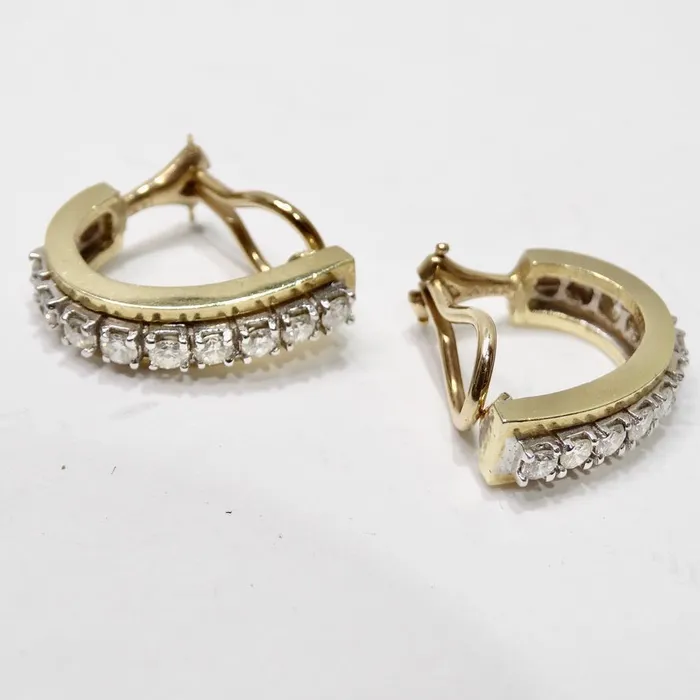 Vintage by Misty Earrings Diamond 14K Gold Hoop Earrings