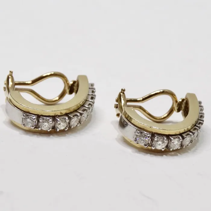 Vintage by Misty Earrings Diamond 14K Gold Hoop Earrings