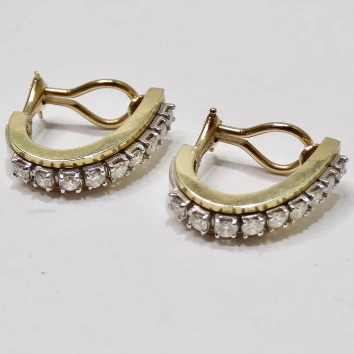 Vintage by Misty Earrings Diamond 14K Gold Hoop Earrings