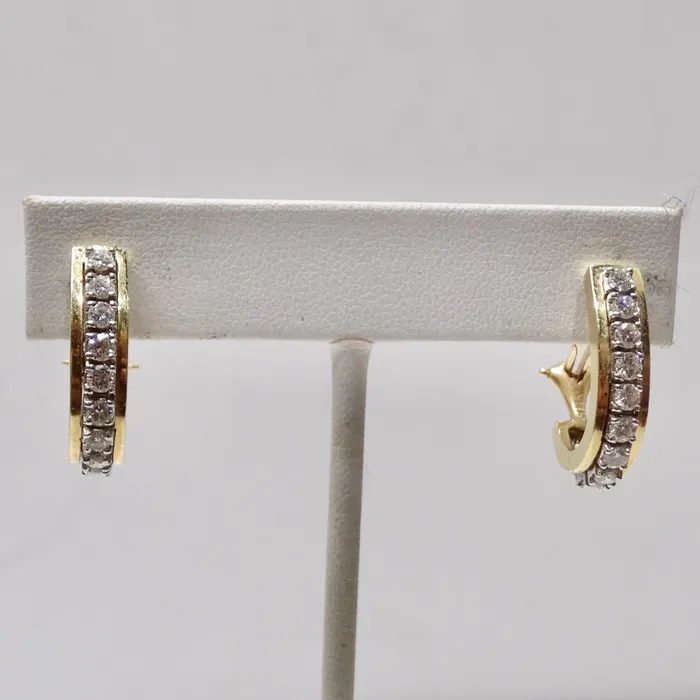 Vintage by Misty Earrings Diamond 14K Gold Hoop Earrings