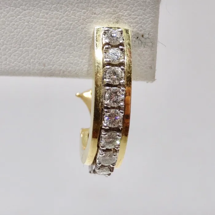 Vintage by Misty Earrings Diamond 14K Gold Hoop Earrings