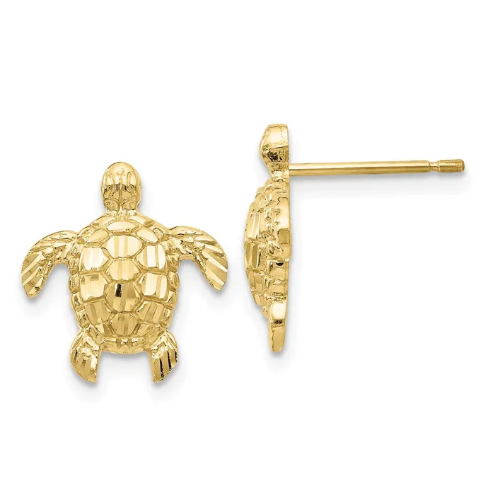 WB Choice Jewelry 10k Gold Polished Textured Sea Turtles Post EarringsWBC10H1129 Earrings WB Choice Jewelry 10k Gold Polished Textured Sea Turtles Post EarringsWBC10H1129 Earrings