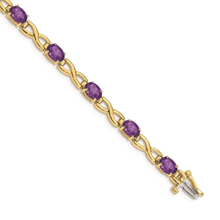 WB Choice Jewelry 14k 7x5mm Oval Amethyst BraceletWBCBM4498AMY Bracelets WB Choice Jewelry 14k 7x5mm Oval Amethyst BraceletWBCBM4498AMY Bracelets