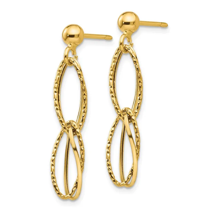 WB Choice Jewelry 14k Gold Polished Textured Post Dangle EarringsWBCH1056 Earrings WB Choice Jewelry 14k Gold Polished Textured Post Dangle EarringsWBCH1056 Earrings