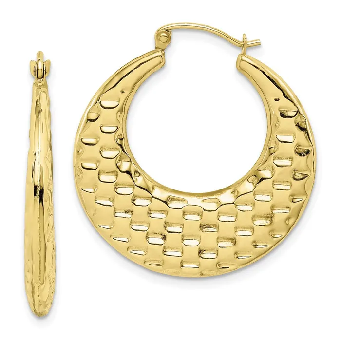 WB Choice Jewelry Earrings 10k Polished Textured Hoop EarringsWBC10TC409 WB Choice Jewelry Earrings 10k Polished Textured Hoop EarringsWBC10TC409