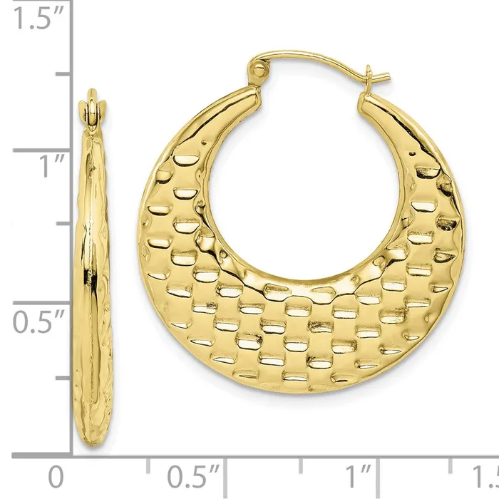 WB Choice Jewelry Earrings 10k Polished Textured Hoop EarringsWBC10TC409 WB Choice Jewelry Earrings 10k Polished Textured Hoop EarringsWBC10TC409