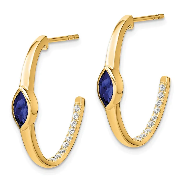 WB Choice Jewelry Earrings 14k Marquise Created Sapphire and Diamond Jhoop EarringsWBCEM7217SA018YA WB Choice Jewelry Earrings 14k Marquise Created Sapphire and Diamond Jhoop EarringsWBCEM7217SA018YA