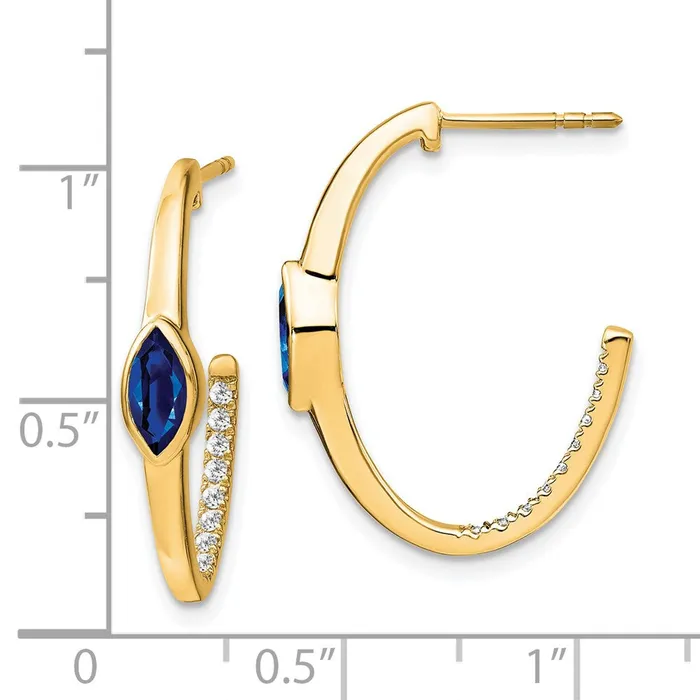WB Choice Jewelry Earrings 14k Marquise Created Sapphire and Diamond Jhoop EarringsWBCEM7217SA018YA WB Choice Jewelry Earrings 14k Marquise Created Sapphire and Diamond Jhoop EarringsWBCEM7217SA018YA