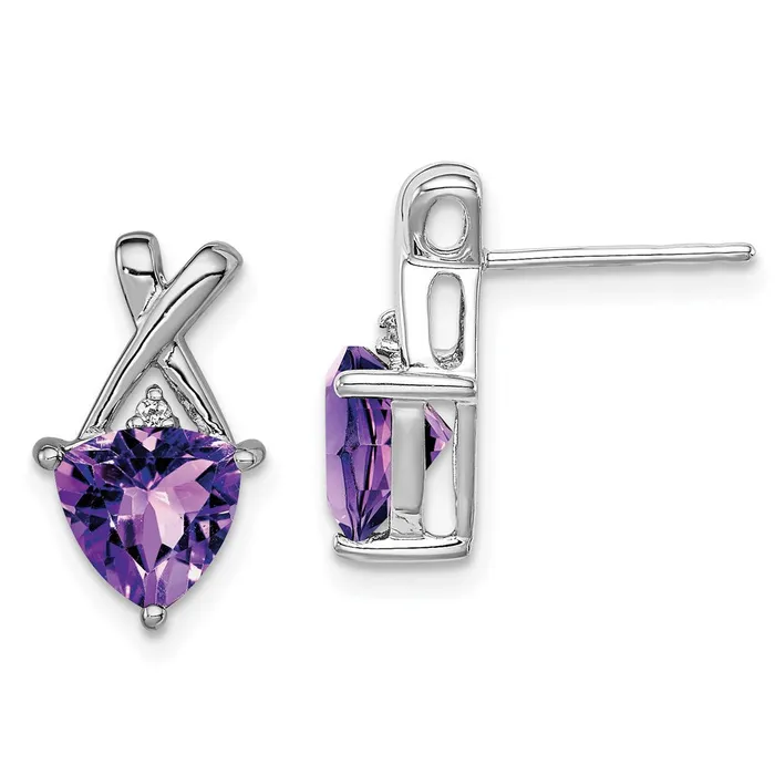 WB Choice Jewelry Earrings Sterling Silver Rhodium Plated Amethyst White Topaz Post EarringsWBCQE10313AM WB Choice Jewelry Earrings Sterling Silver Rhodium Plated Amethyst White Topaz Post EarringsWBCQE10313AM