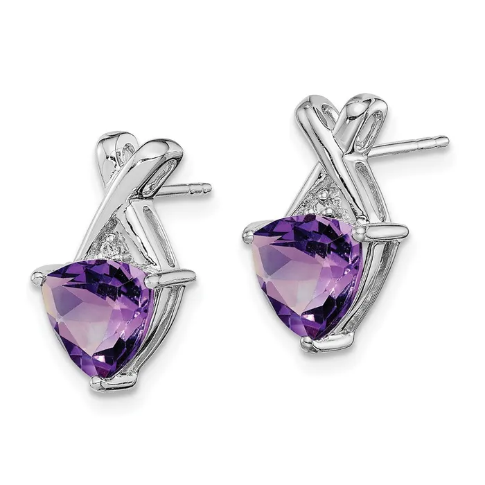WB Choice Jewelry Earrings Sterling Silver Rhodium Plated Amethyst White Topaz Post EarringsWBCQE10313AM WB Choice Jewelry Earrings Sterling Silver Rhodium Plated Amethyst White Topaz Post EarringsWBCQE10313AM