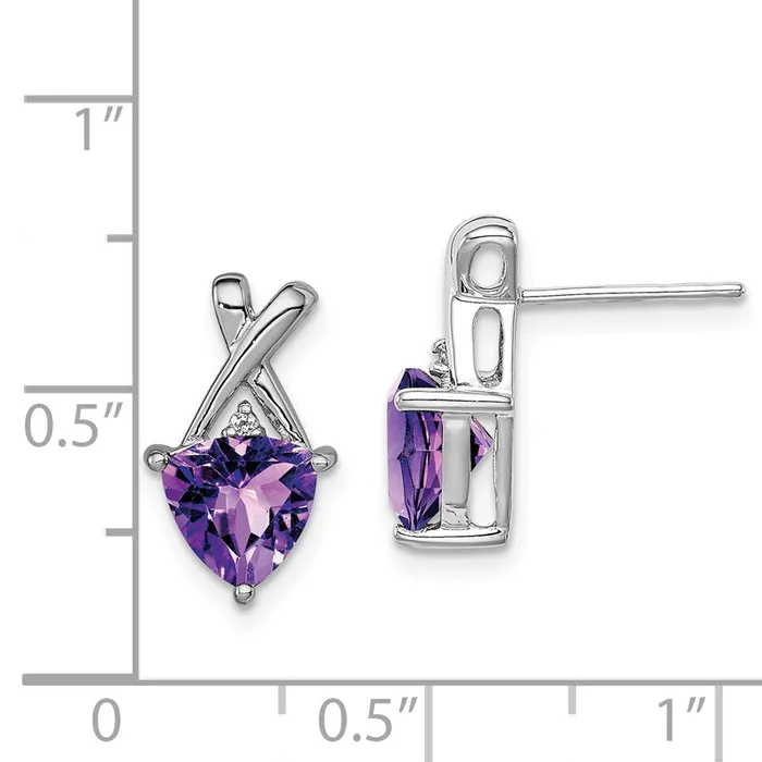 WB Choice Jewelry Earrings Sterling Silver Rhodium Plated Amethyst White Topaz Post EarringsWBCQE10313AM WB Choice Jewelry Earrings Sterling Silver Rhodium Plated Amethyst White Topaz Post EarringsWBCQE10313AM