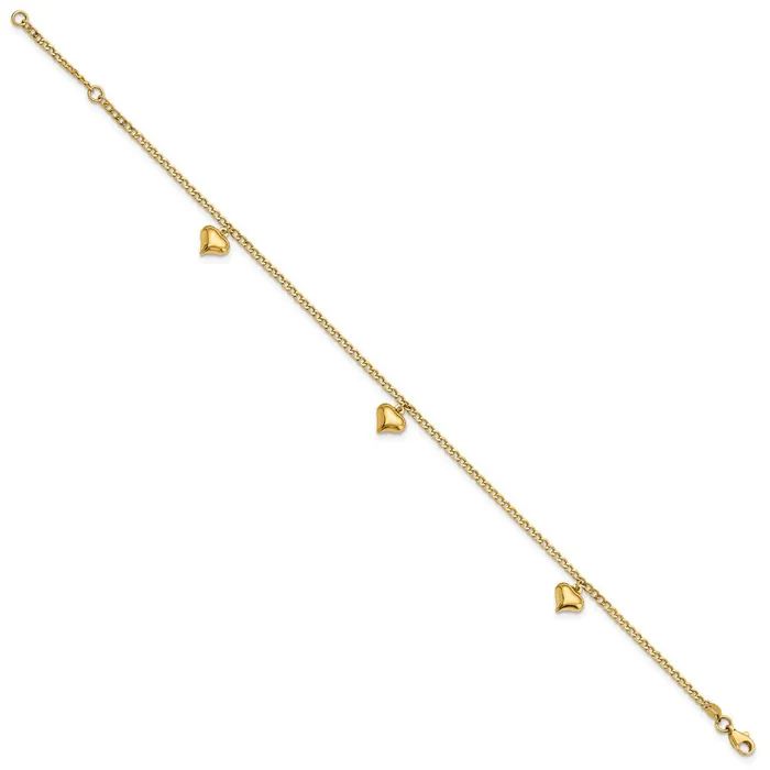 WB Choice Jewelry Necklaces 14K Polished 3 Puffed Heart 9inPlus 1in ext AnkletWBCANK3089 WB Choice Jewelry Necklaces 14K Polished 3 Puffed Heart 9inPlus 1in ext AnkletWBCANK3089