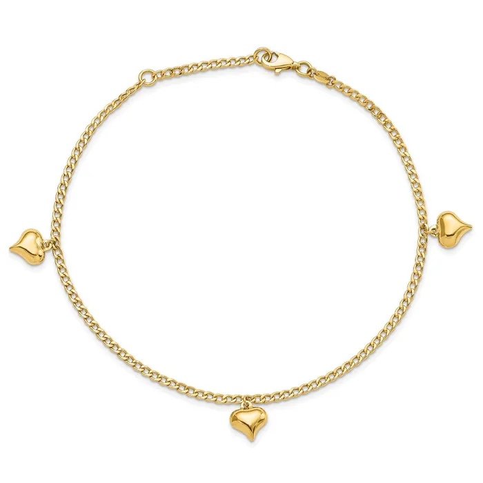 WB Choice Jewelry Necklaces 14K Polished 3 Puffed Heart 9inPlus 1in ext AnkletWBCANK3089 WB Choice Jewelry Necklaces 14K Polished 3 Puffed Heart 9inPlus 1in ext AnkletWBCANK3089