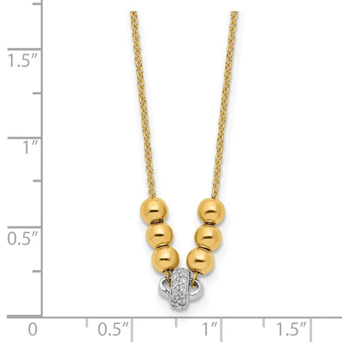 WB Choice Jewelry Necklaces 14K Twotone Polished Beads CZ w15 in ext NecklaceWBCSF286118 WB Choice Jewelry Necklaces 14K Twotone Polished Beads CZ w15 in ext NecklaceWBCSF286118