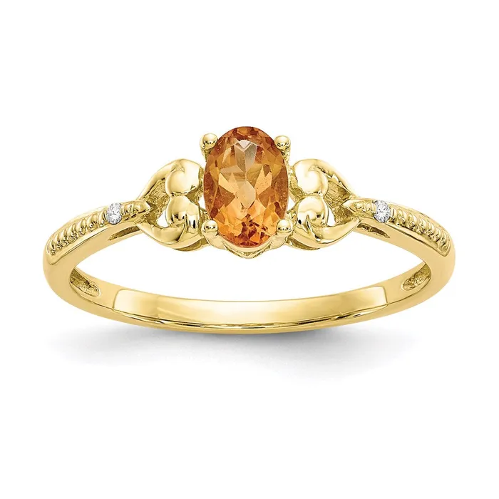 WB Choice Jewelry Rings 10K Citrine and Diamond RingWBC10XB284