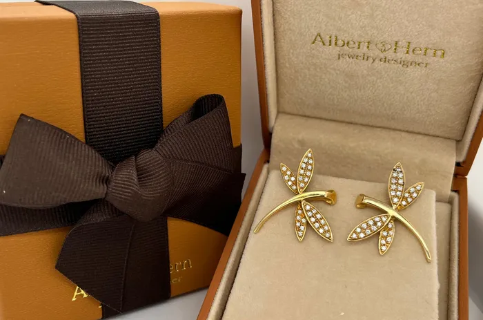 Albert Hern Earrings Earrings 18kt Gold Dragonfly Diamonds Albert Hern Earrings Earrings 18kt Gold Dragonfly Diamonds