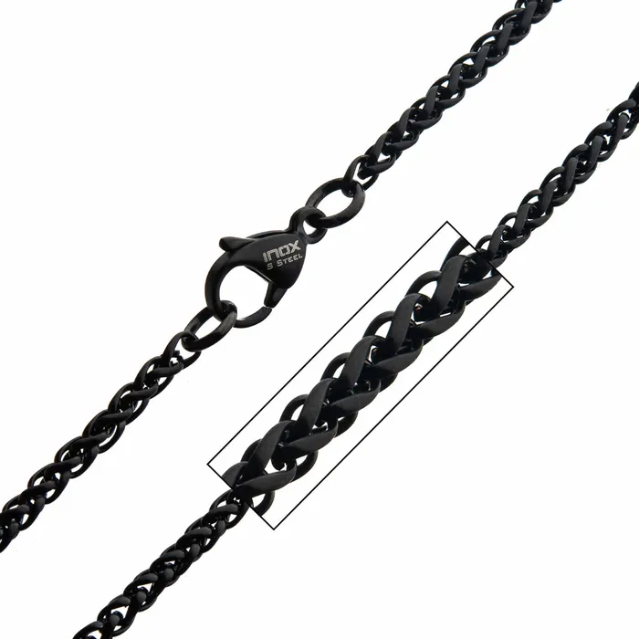 Black Stainless Steel 27mm Round Wheat Chain INOX JEWELRY Bracelets