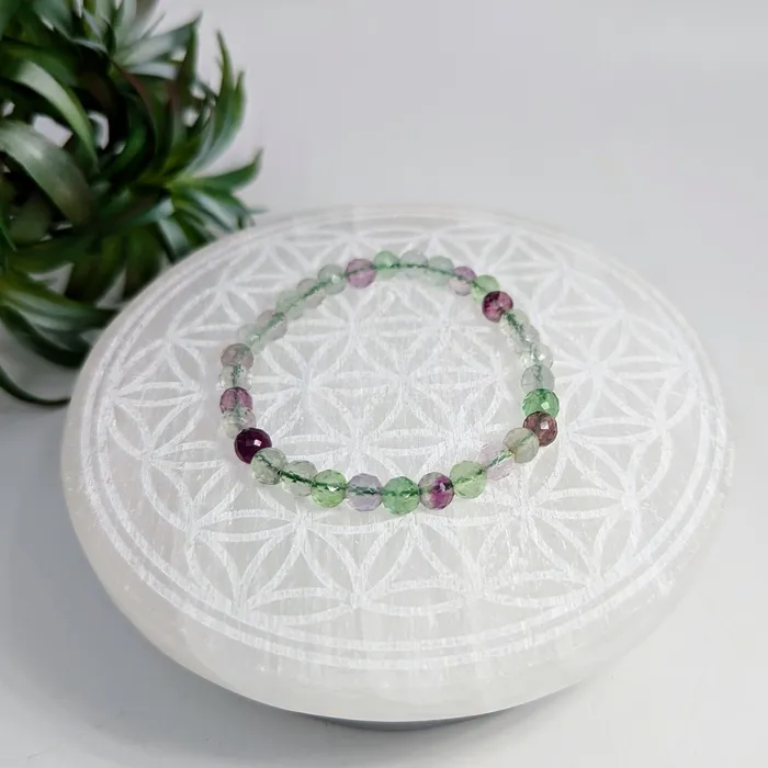 Bliss Crystals Bracelets Fluorite Faceted 7 Bracelet 6mm LV7683