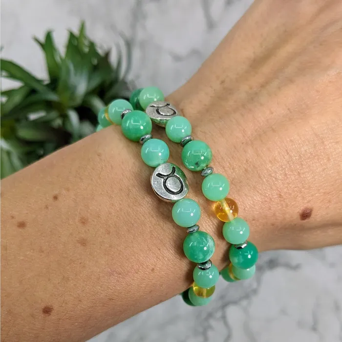 Bliss Crystals Bracelets Taurus Zodiac Handmade Beaded Bracelet 7 Astrology Sign Jewelry LV2893
