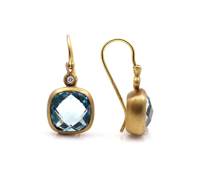 Blue Topaz Cushion Earrings Cherie Dori Earrings