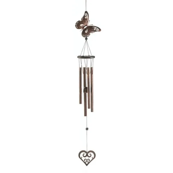 Butterfly and Heart Wind Chimes Faire Zingz Home Necklaces
