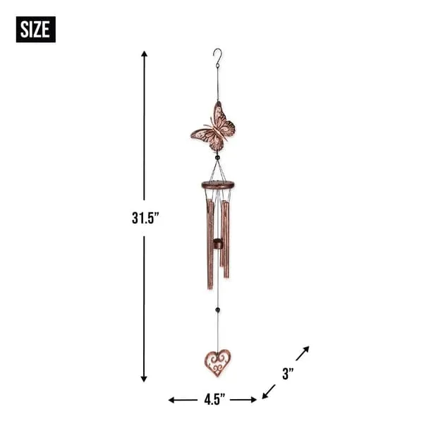 Butterfly and Heart Wind Chimes Faire Zingz Home Necklaces