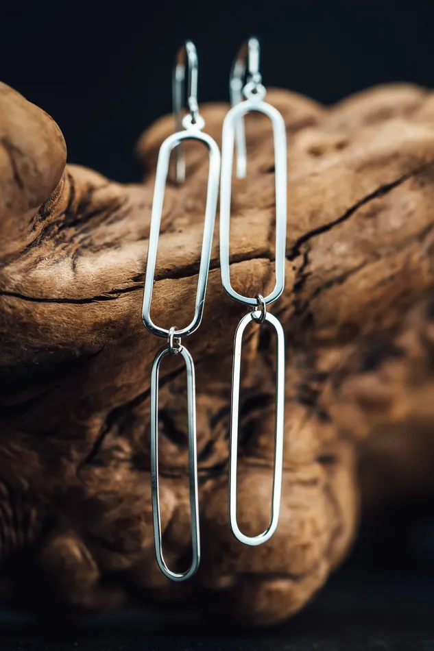 Carla Corp Earrings Sterling Silver Paper Clip Drop Earrings