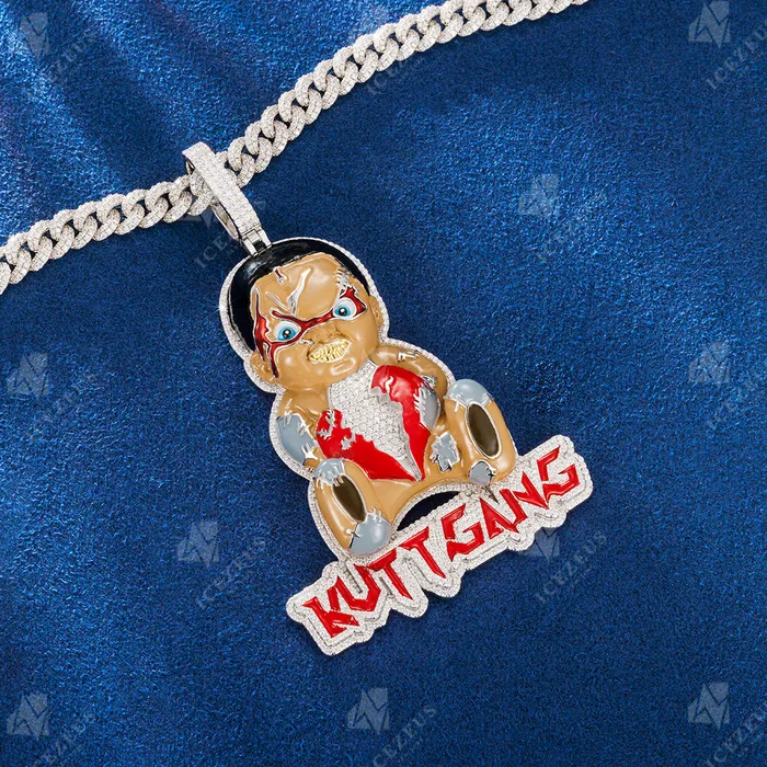 Custom Enamel Bear Body Pendant IceZeusShop Necklaces