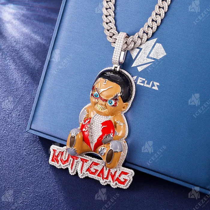 Custom Enamel Bear Body Pendant IceZeusShop Necklaces