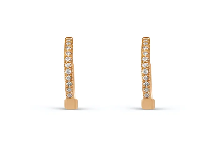 Earrings Albert Hern Earrings 14kt Rose Gold Round Mini Hoops Diamonds