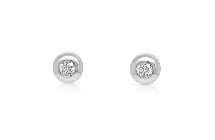 Earrings Albert Hern Mini Earrings 18kt White Gold Domed Round Diamonds Studs