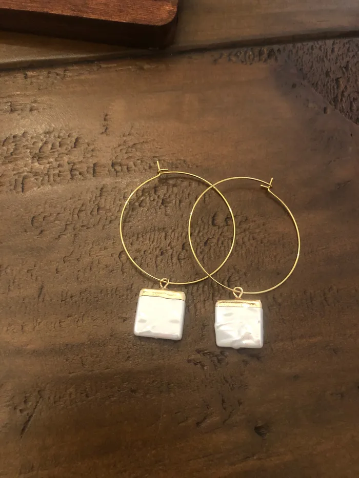 Earrings bubs sass square fresh water pearl hoop earrings pearl earrings fresh water pearl hoops hoop earrings