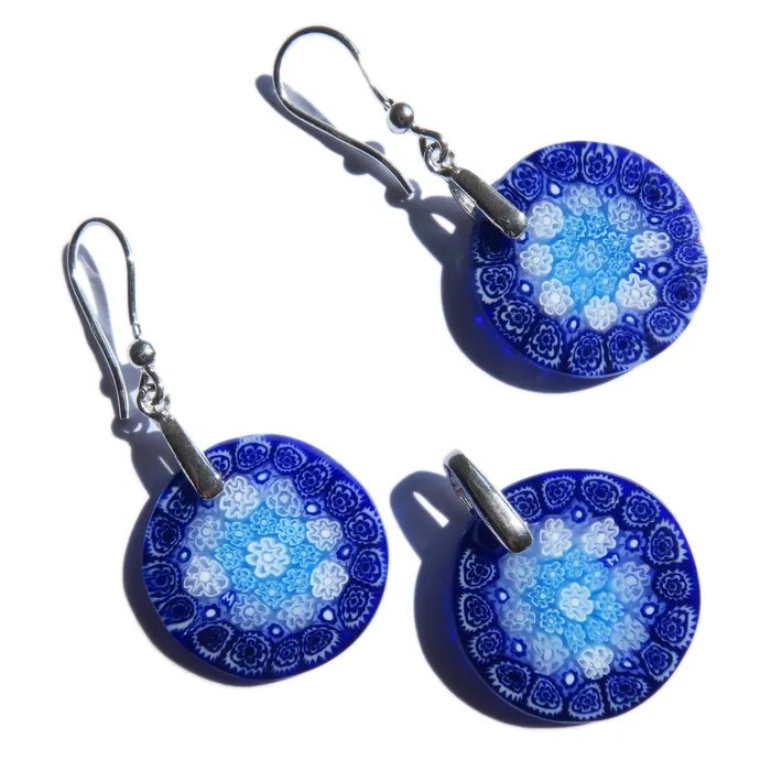 Earrings Vianello Nadia Murrine di Trebbi Davide Multicolor Aquamarine Murrine Murano Glass Round Pendant and earrings set Millefiori 20 Earrings Vianello Nadia Murrine di Trebbi Davide Multicolor Aquamarine Murrine Murano Glass Round Pendant and earrings set Millefiori 20