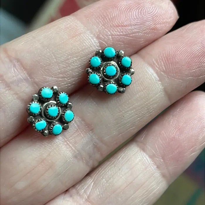 Earrings Vintage Paris Jewelry Turquoise Cluster Earrings Sterling Silver Zuni Vintage Earrings Vintage Paris Jewelry Turquoise Cluster Earrings Sterling Silver Zuni Vintage