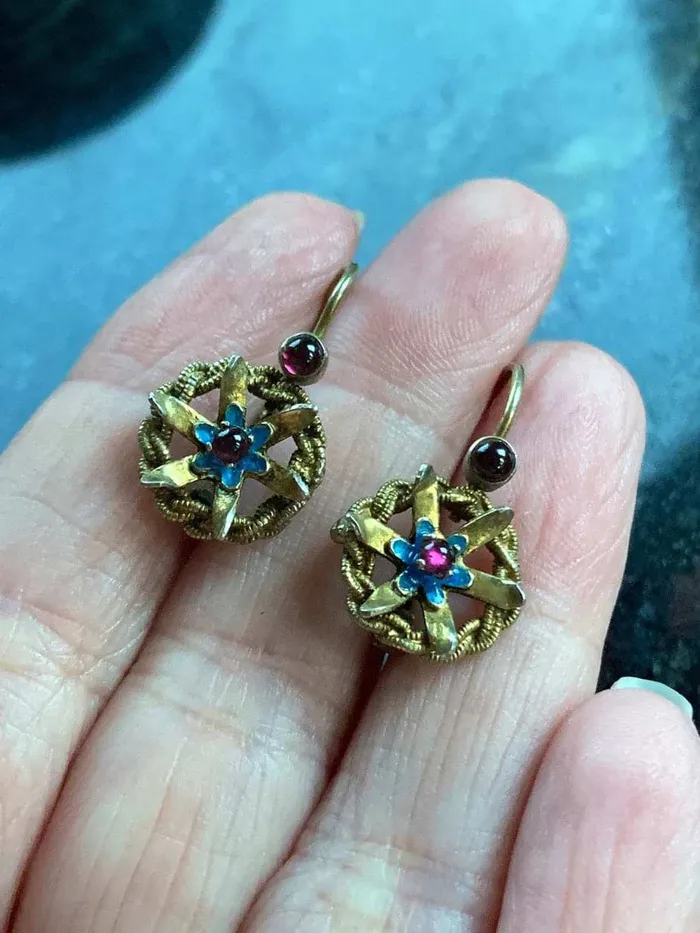 Enamel Garnet Earrings Vermeil Earrings Sterling Silver Vintage Love Vintage Paris Earrings Enamel Garnet Earrings Vermeil Earrings Sterling Silver Vintage Love Vintage Paris Earrings