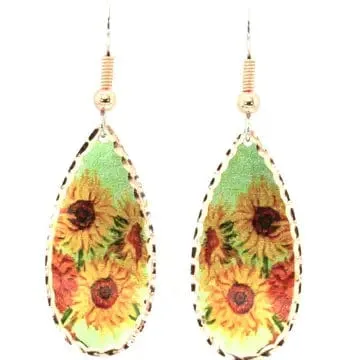 Handmade Copper Teardrop Sunflower Earrings FAIRE Copper Arts Earrings