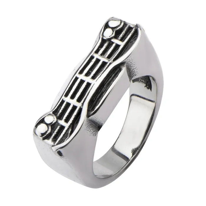 INOX JEWELRY Rings Antiqued Silver Tone Stainless Steel Classic Car Grille Ring INOX JEWELRY Rings Antiqued Silver Tone Stainless Steel Classic Car Grille Ring