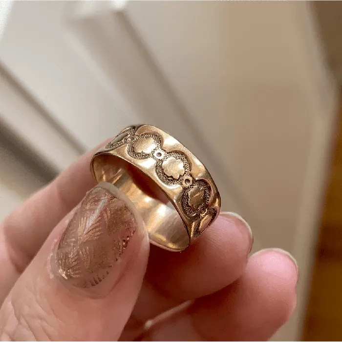 Love Vintage Paris Rings Flower Gold Cigar Band 10k Gold Antique