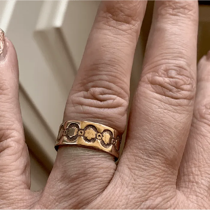 Love Vintage Paris Rings Flower Gold Cigar Band 10k Gold Antique