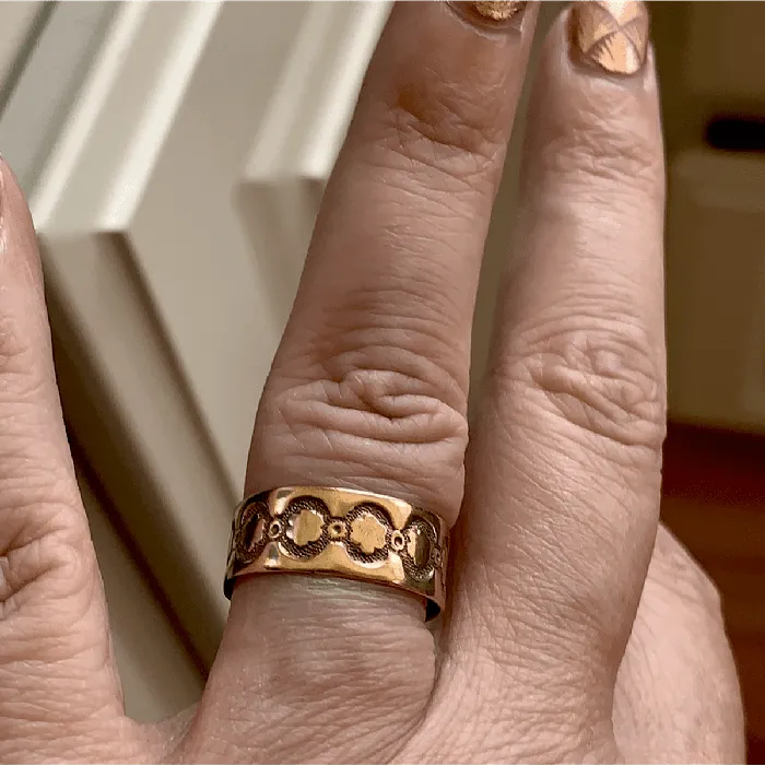Love Vintage Paris Rings Flower Gold Cigar Band 10k Gold Antique