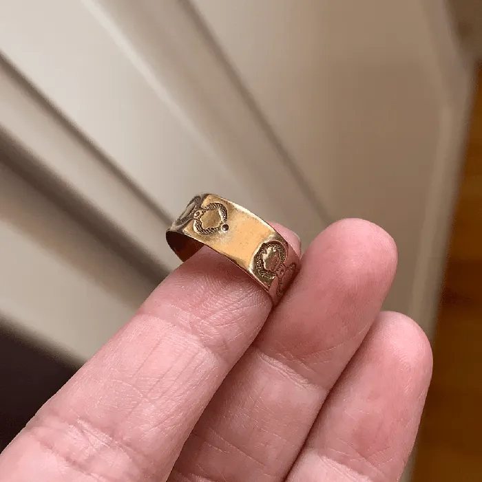 Love Vintage Paris Rings Flower Gold Cigar Band 10k Gold Antique