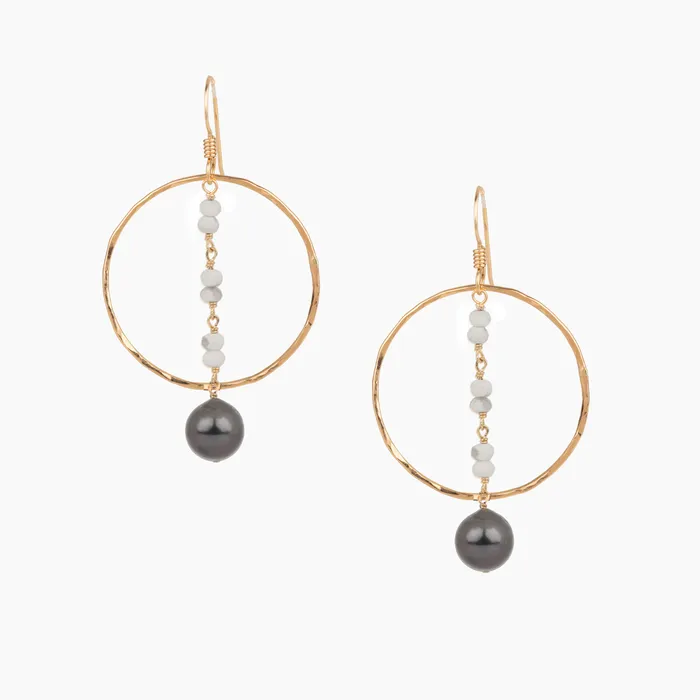 Mariko Howlite Pearl Earring misha hawaii Earrings