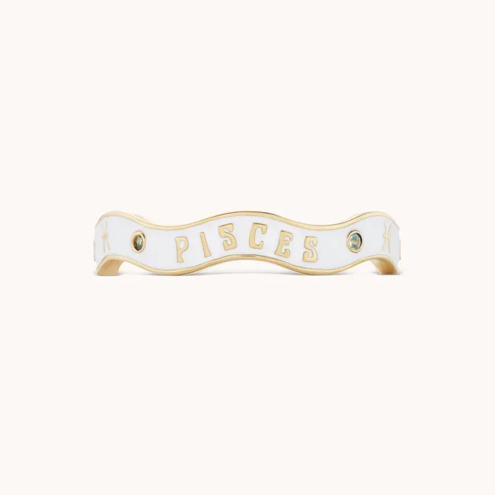 Marlo Laz Pisces Zodiac Enamel Wave Band III Rings