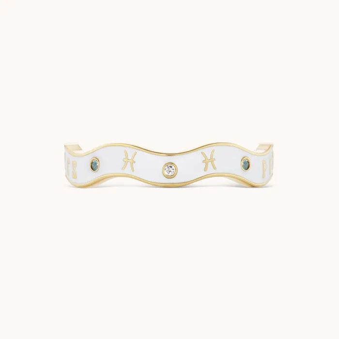 Marlo Laz Pisces Zodiac Enamel Wave Band III Rings