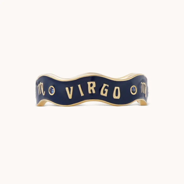 Marlo Laz Rings Virgo Zodiac Enamel Wave Band V