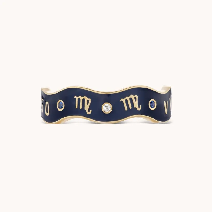 Marlo Laz Rings Virgo Zodiac Enamel Wave Band V
