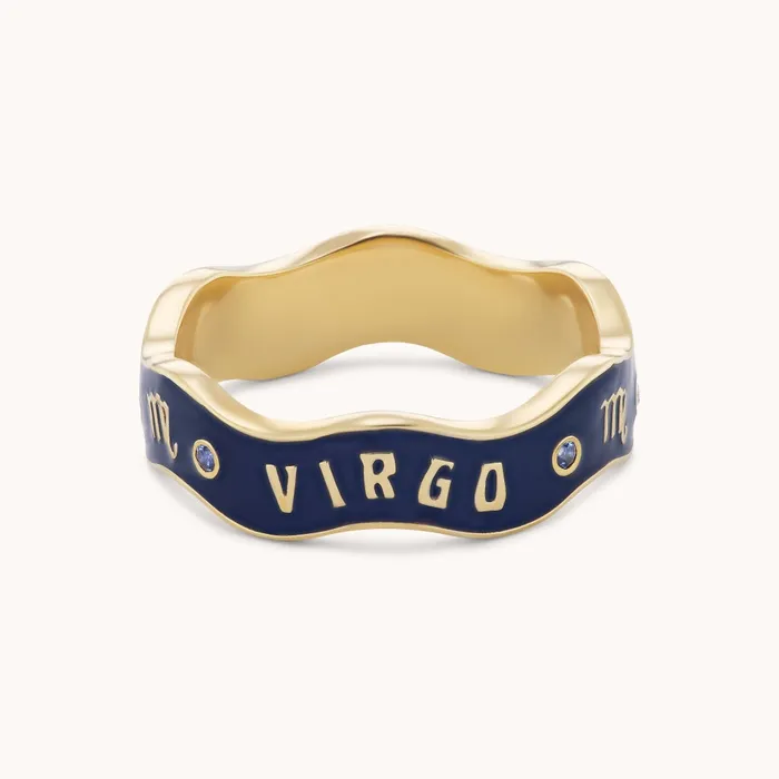 Marlo Laz Rings Virgo Zodiac Enamel Wave Band V