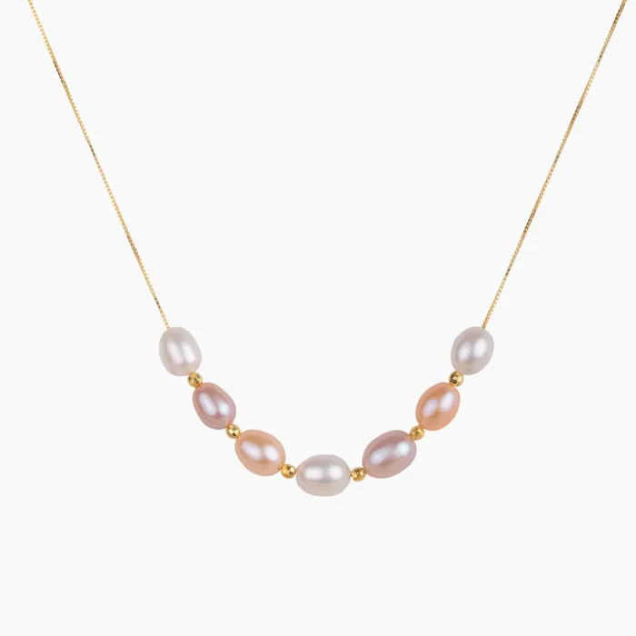MishaHawaii Necklaces Edith Pink Multicolor Pearl Necklace